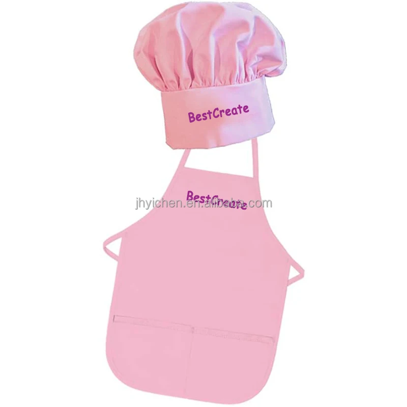 Cute Kids Kitchen Chef Apron Custom Printed Logo Cooking Apron Personalized Polyester Apron Set with Hat