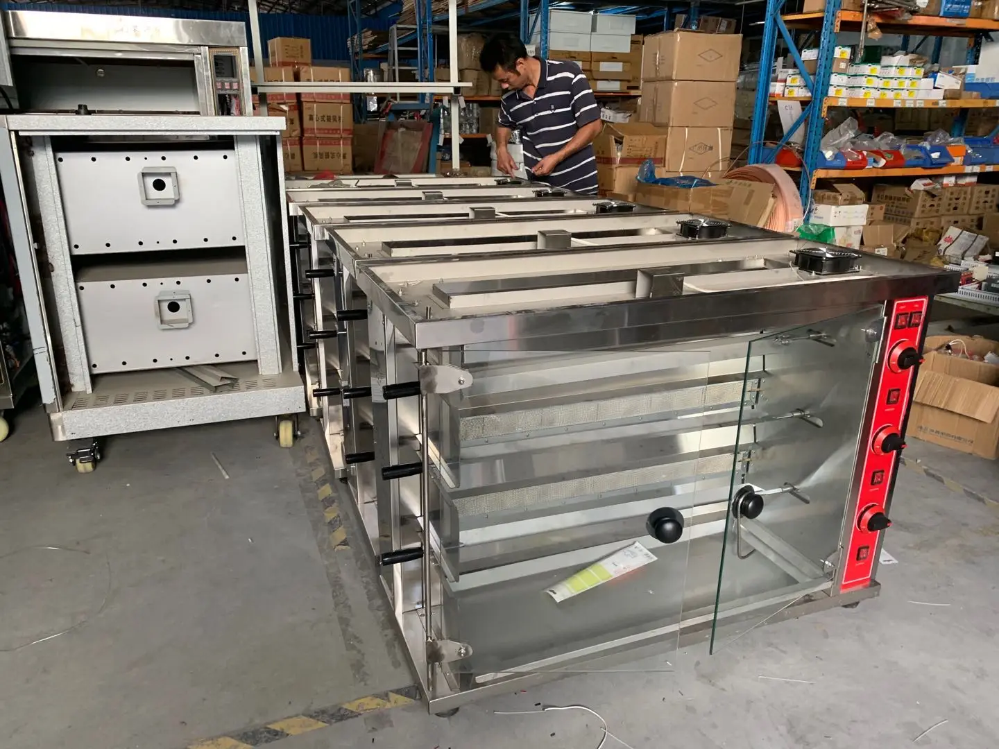 Commercial Chicken Gas Rotisserie Grill With Wheels Rotary Gas Oven Equipment