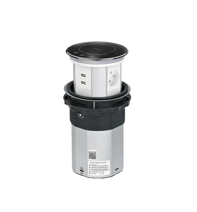 Surge Protector Intelligent Desk Top Electric Outlet Automatic Motorized lift Kitchen Pop Up Table Socket with Wireless Charger