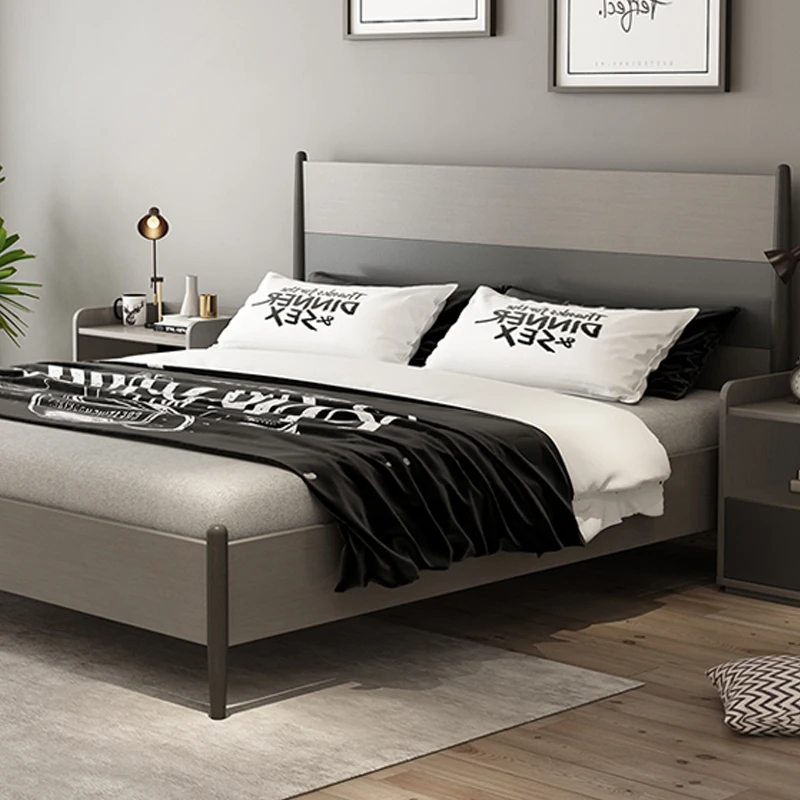 cheap home bedroom furniture modern MDF wooden double single simple solid wood runner easy assemble design soft fabric bed