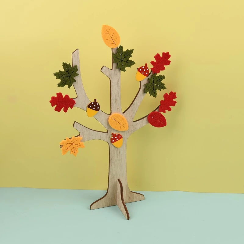 Cheap Harvest Tree Thanksgiving Crafts Mini DIY Office Home Wood Decorations Crafts