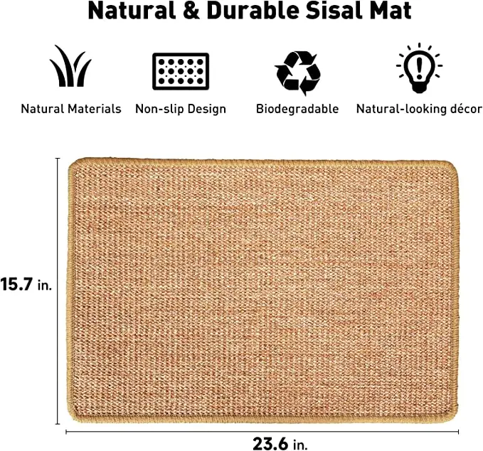 Customized Size Available 100% Natural Sisal Cat Scratchers Pad Rug with Sticky Tapes
