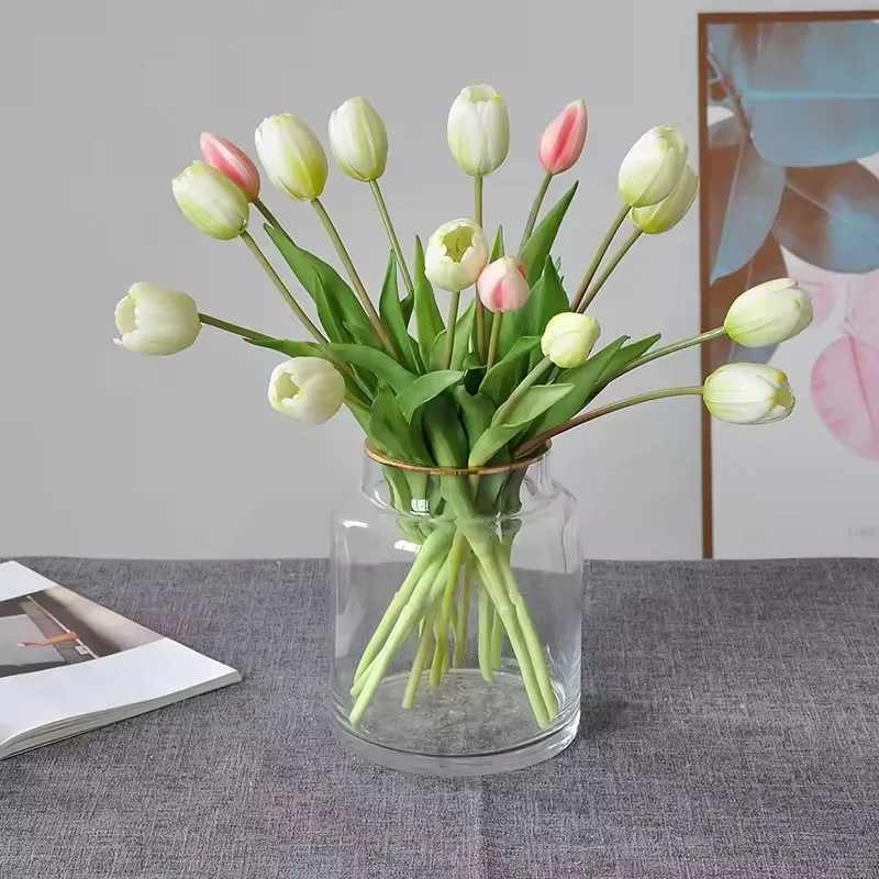 Wholesale Plastic Real Touch Quality Tulip Flower Artificial Decoration Manufacturers Silicone Tulip Home Decoration