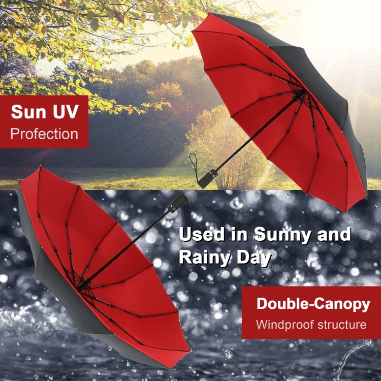 Automatic  waterproof and uv sun resistant rugged portable fold umbrella