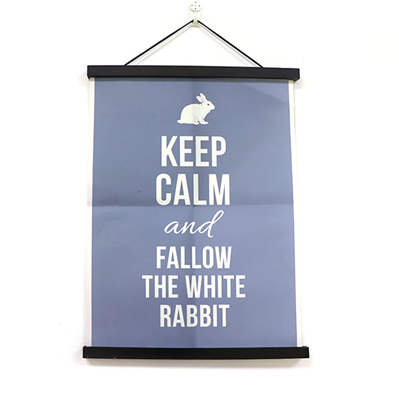 Adjustable Artwork Black Teak Wood Magnetic Poster Picture 60cm Wooden Poster Frame Hanger