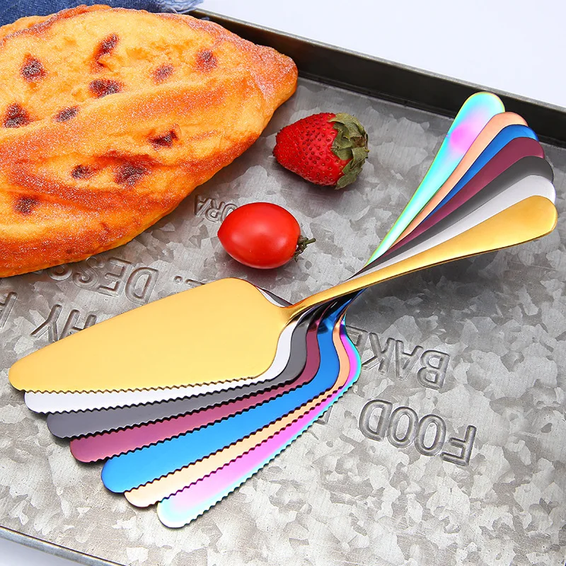 Homesun Serrated Edge Cake Server Blade Cutter Shovel Kitchen Baking Pastry Spatulas Pie Pizza Server Cake Cutter