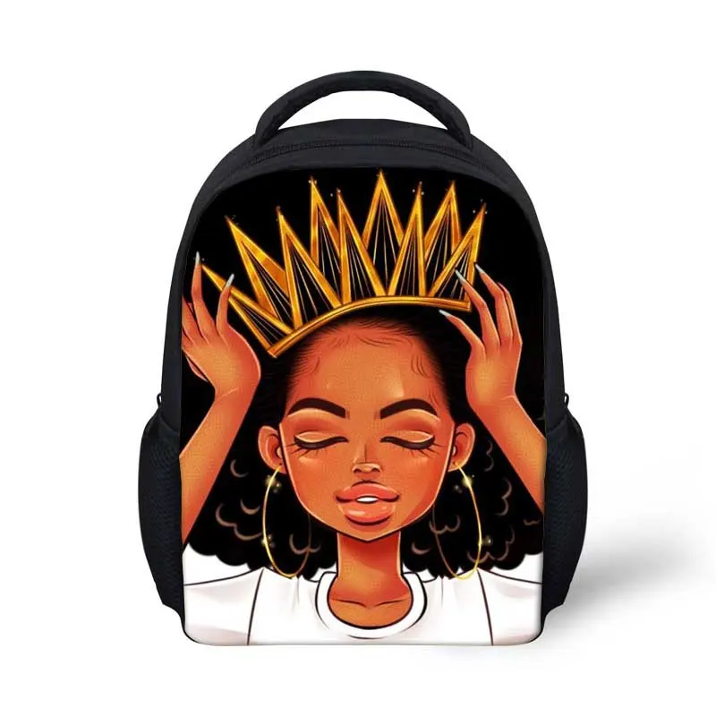 Small MOQ Custom Cute American Art Black Girls Toddlers Backpack Cartoon Children School Bags Baby Kindergarten Kids Bags