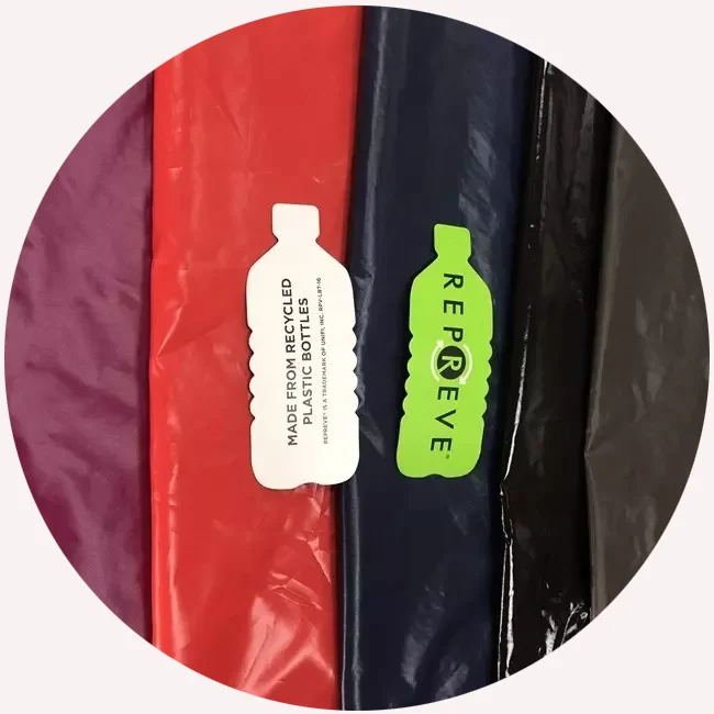 Waterproof 100% Recycled Nylon Rept Fabric 400T Nylon Taffeta Fabric Shiny Pu Coated For Down Jacket