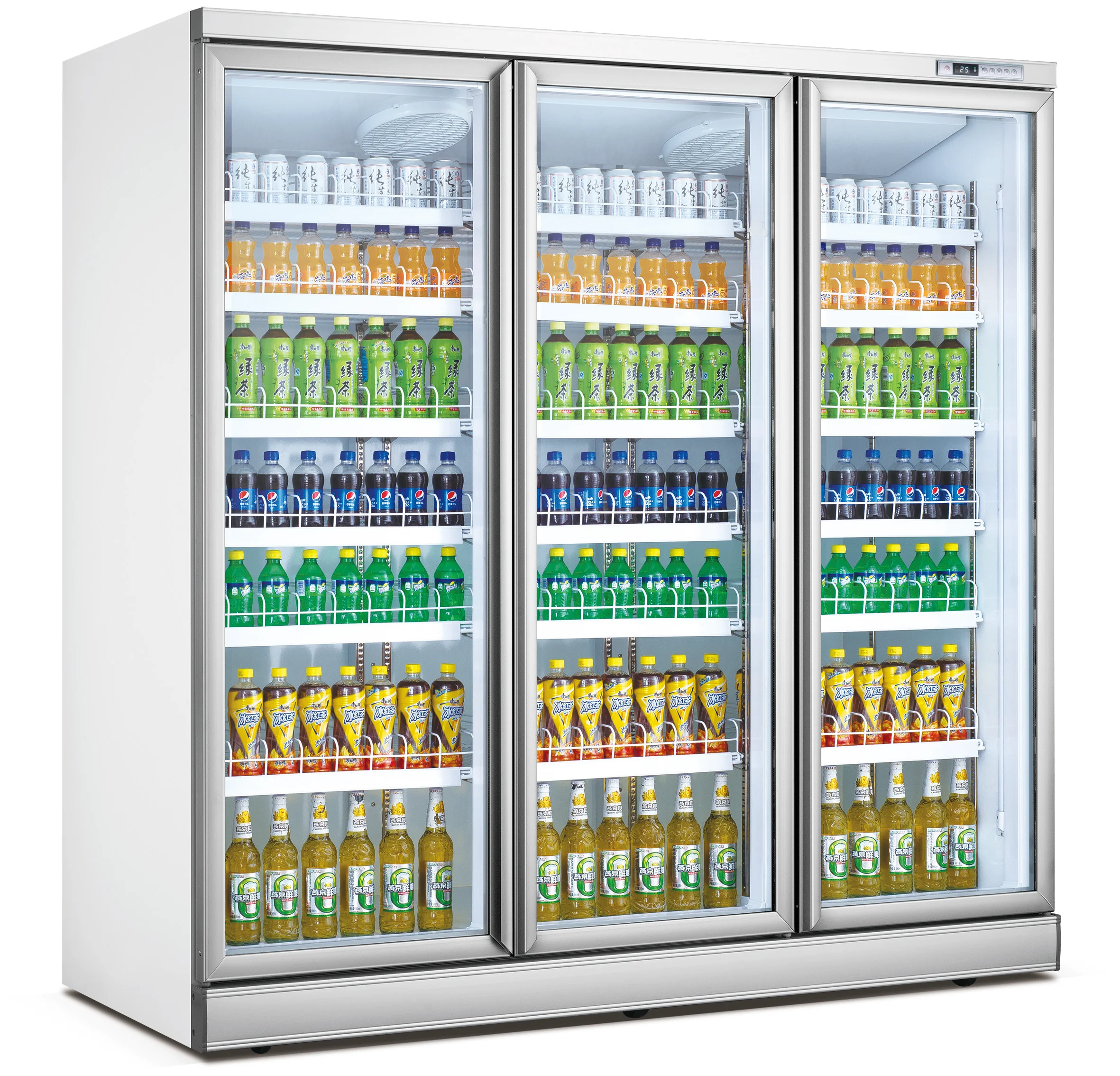 Commercial Supermarket Refrigerator Upright Display Cooler for Cold Drinks LED Light Chill Climate Type