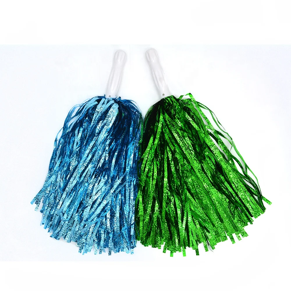 Wholesale Cheerleading Metallic Embossing Fluffy Cheer Pom Poms Team Spirits Pompoms