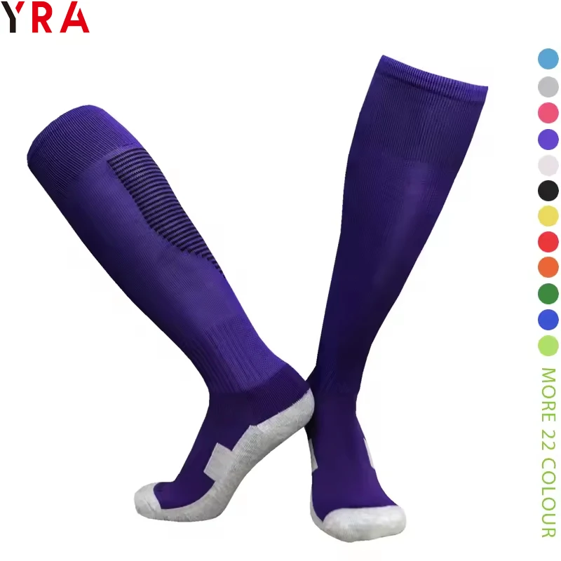 Black pink yellow wholesale football ready to ship soccer socks men kids knee high football athletic compression soccer socks