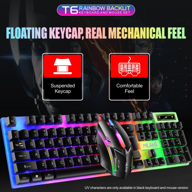 Latest Wired gaming keyboards mouse combos led backlit keyboard and mouse combo
