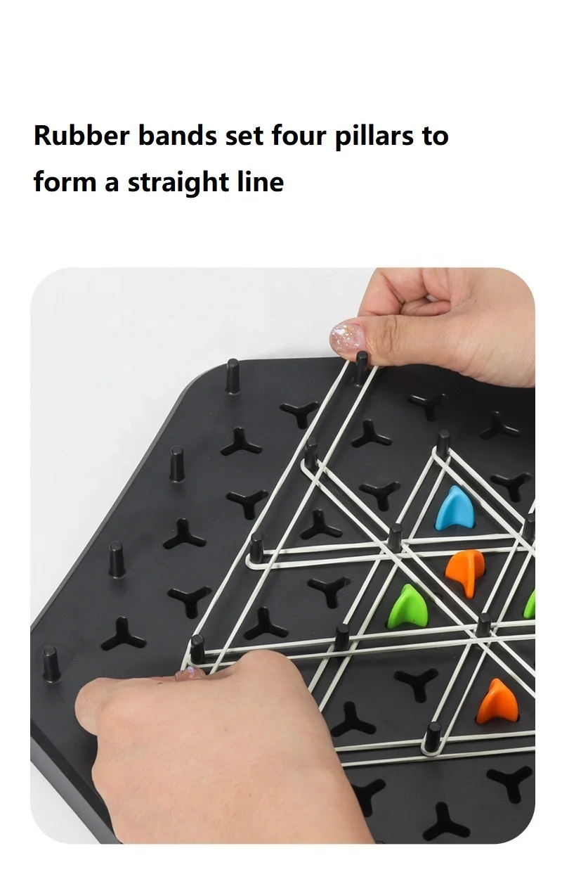 Hot selling desktop Chess Game Rubber Band Triangle Chess Chain Logic Thinking Board Game Toy for Office party and travel