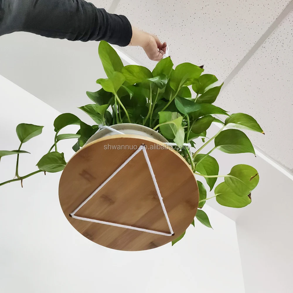 Wanuocraft Home Decor Macrame Plant Hanger Shelf Hanging Planter Custom Bamboo Flower Shelf