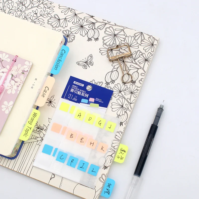 Цветные и логотип на заказ водонепроницаемые липкие индексные язычки записываемые закладки Липкие заметки для чтения