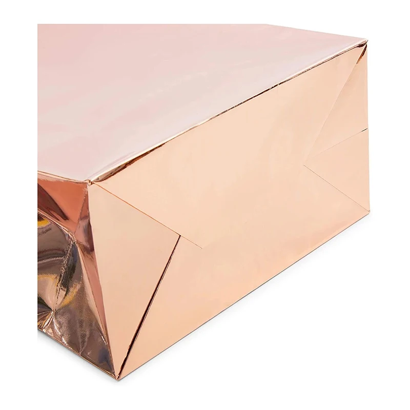 Custom luxury packaging gift bag personality jewelry shopping bag with rope handle rose gold foil card paper bag