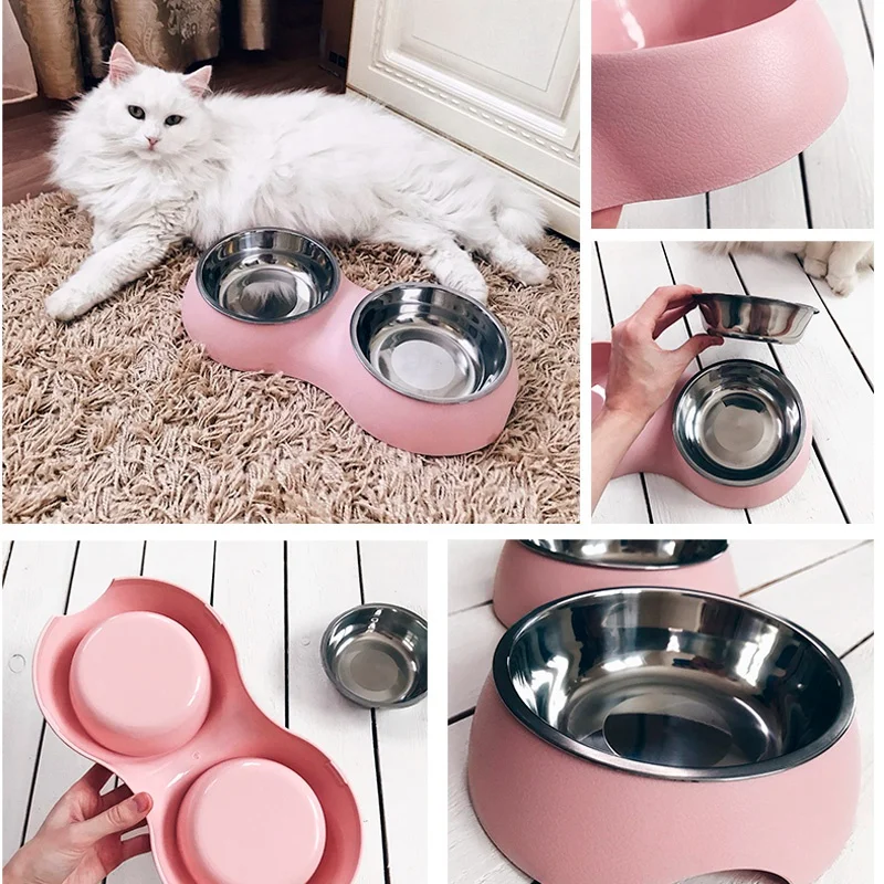 USA Standard Custom Supplies Double Stainless Steel Pet Bowls Food Feeders for Small Medium Large Cats Dogs Kitten Puppy