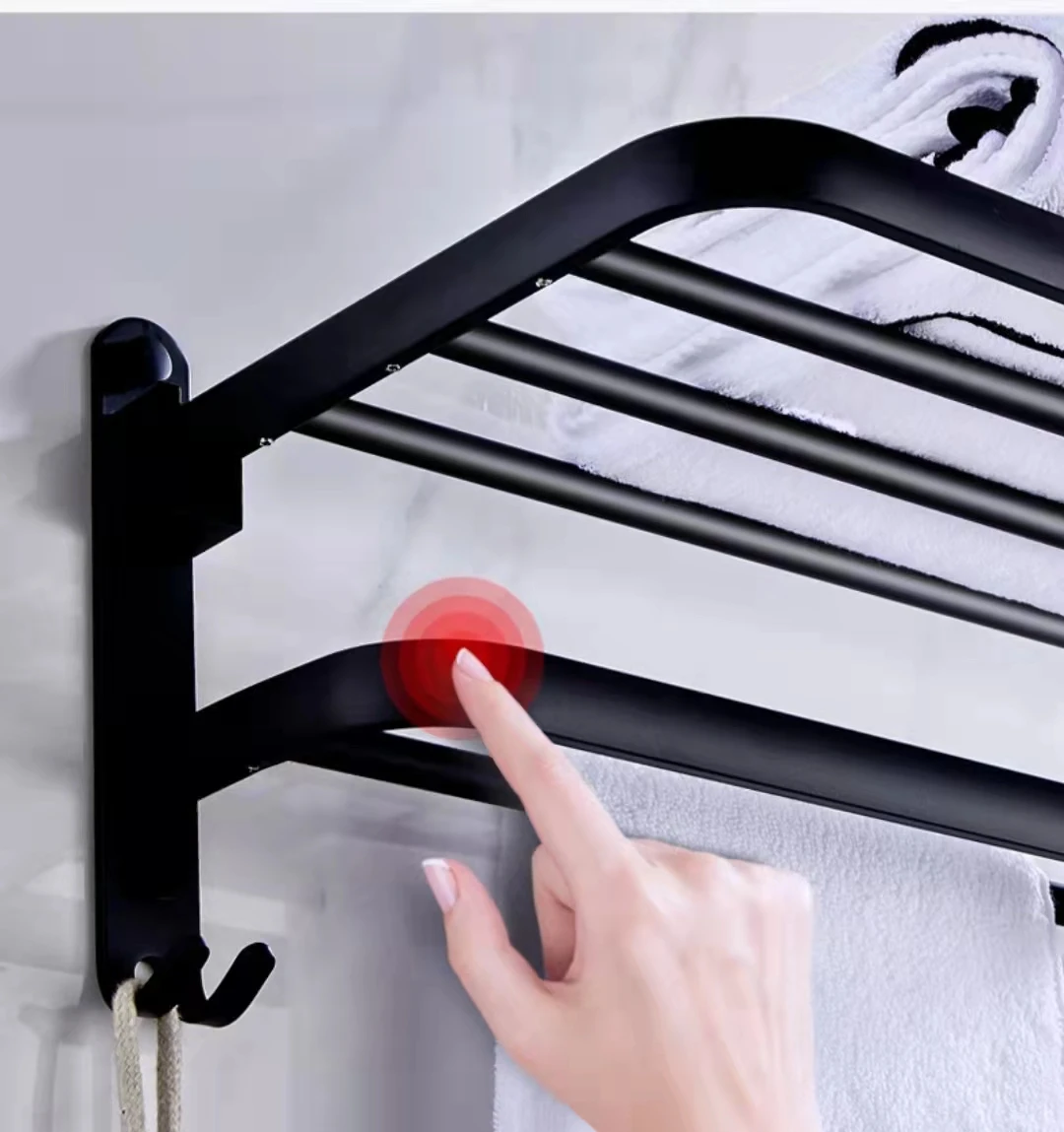 hot sales modern design black towel rack bathroom set accessories