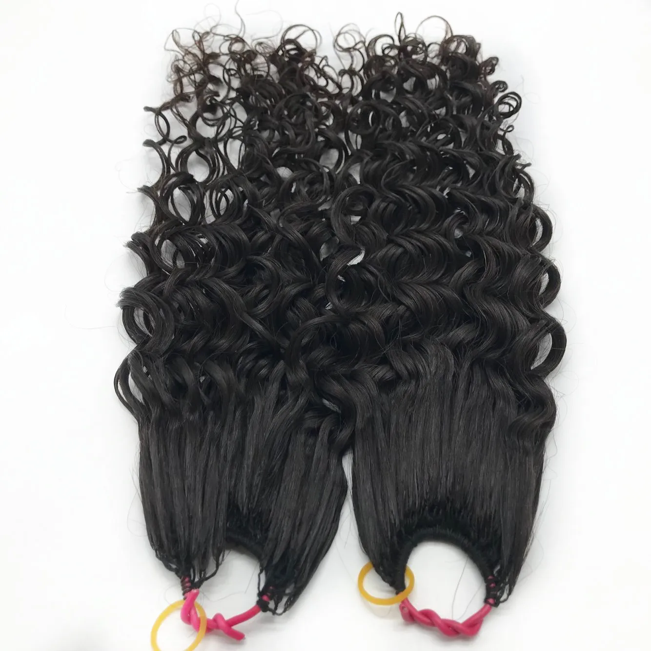 Top quality Virgin Remy Feather Line Hair In Natural Japan Market Korea no tip Hair Extension With Cotton Thread