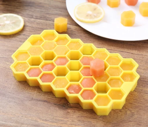 DIY custom silicone ice cube trays molds silicone 37 pieces honey comb ice with lids