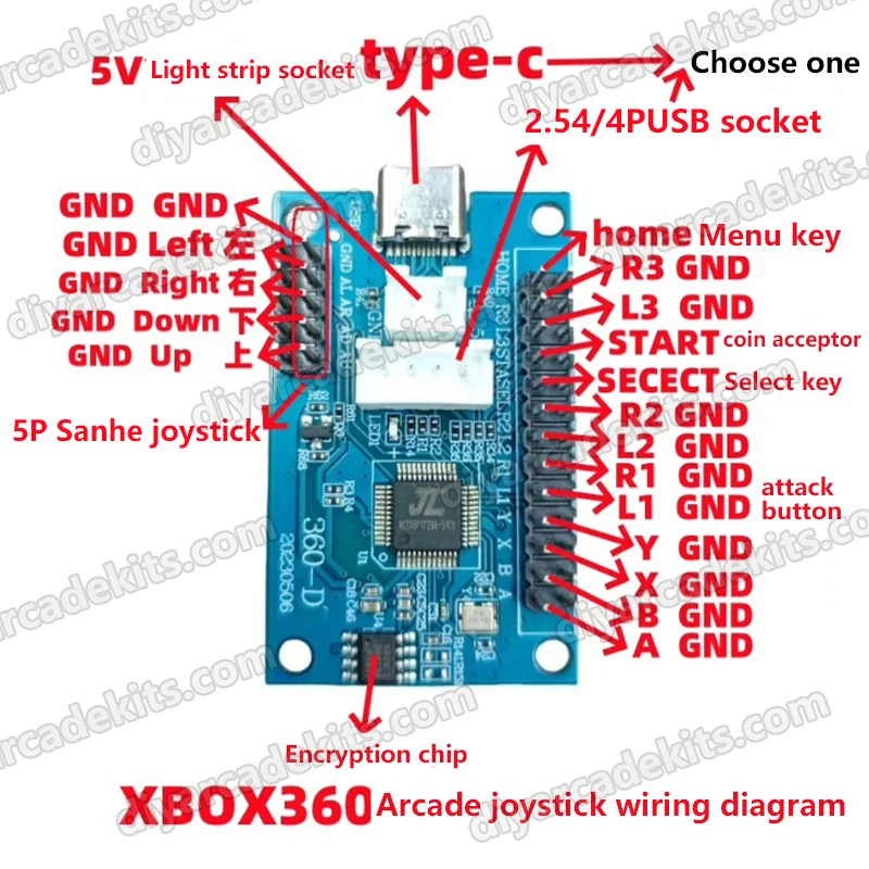 Aracde Game DIY Zero Delay Controller Console Board Parts X-box360 USB Arcade Joystick Control Card for Sale