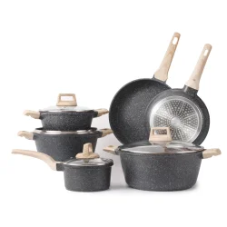 Carote aluminum cookware set with aluminum cover,ceramic coating cookware with bakelite handle