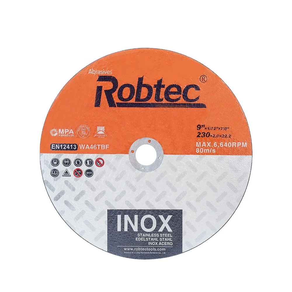Robtec 9 Inch 230*1.9*22mm Extra-thin Abrasive Cutting and Light Grinding Disc For INOX&Metal