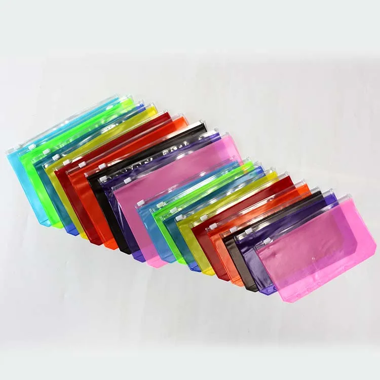 A5 A6 A7 6 Holes Zipper Bag Soft Pvc Pocket Folder Transparent Pencil Bag Notebook Cash Money Envelope for Budget Binder