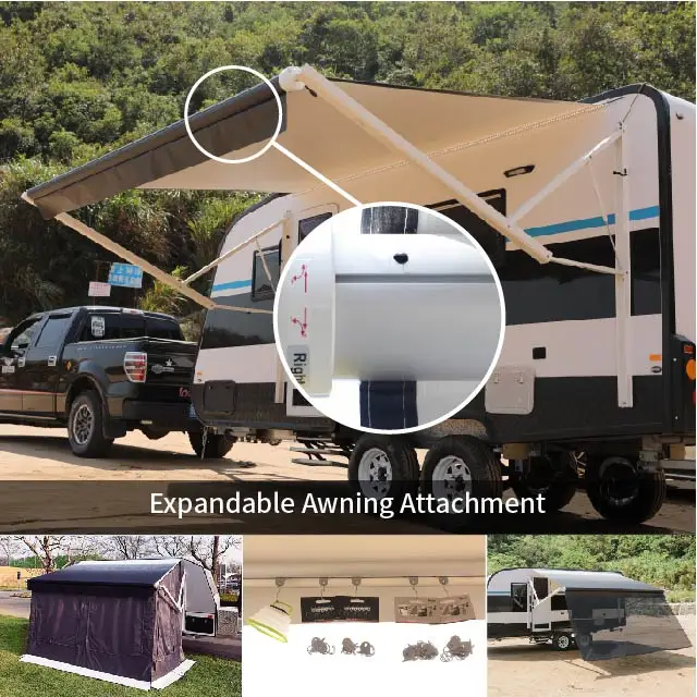 Awnlux Motorized Electric Roll Out Motorhome Trailer RV Caravan Camper Van Side Awning with LED Strip