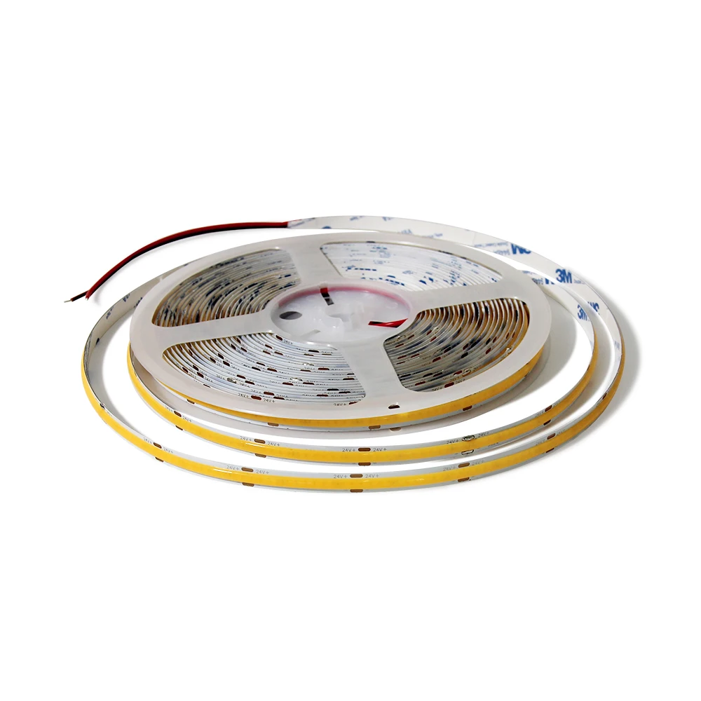 528 chips/M FCOB COB Flexible High Density Uniform Light LED Strip 13W/m 16.4FT Warm White 3000K CRI 90+ 10mm Width LED Ribbon