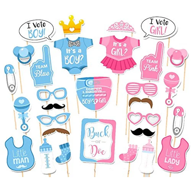 Wholesale Baby Party Supplies Cheap Baby Shower Gender Reveal Photo Booth Props