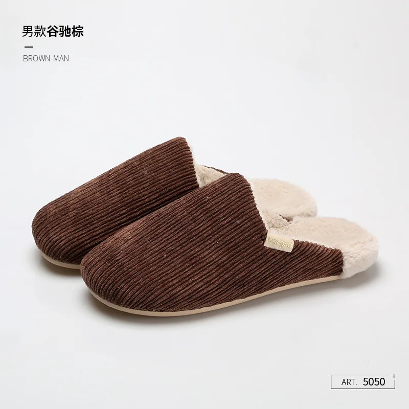 Fashion2024 Autumn Winter Keep Warm Shoes Women Casual Flat House Indoor Bedroom Home Cotton Comfortable Slippers TPR Outsoles