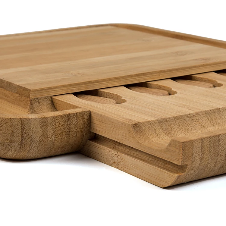 Пользовательский измельчитель колбасы, Сервировочные ящики, Бамбуковая тарелка, разделочные доски для сыра, подарочный набор с подносом для ножей и столовых приборов