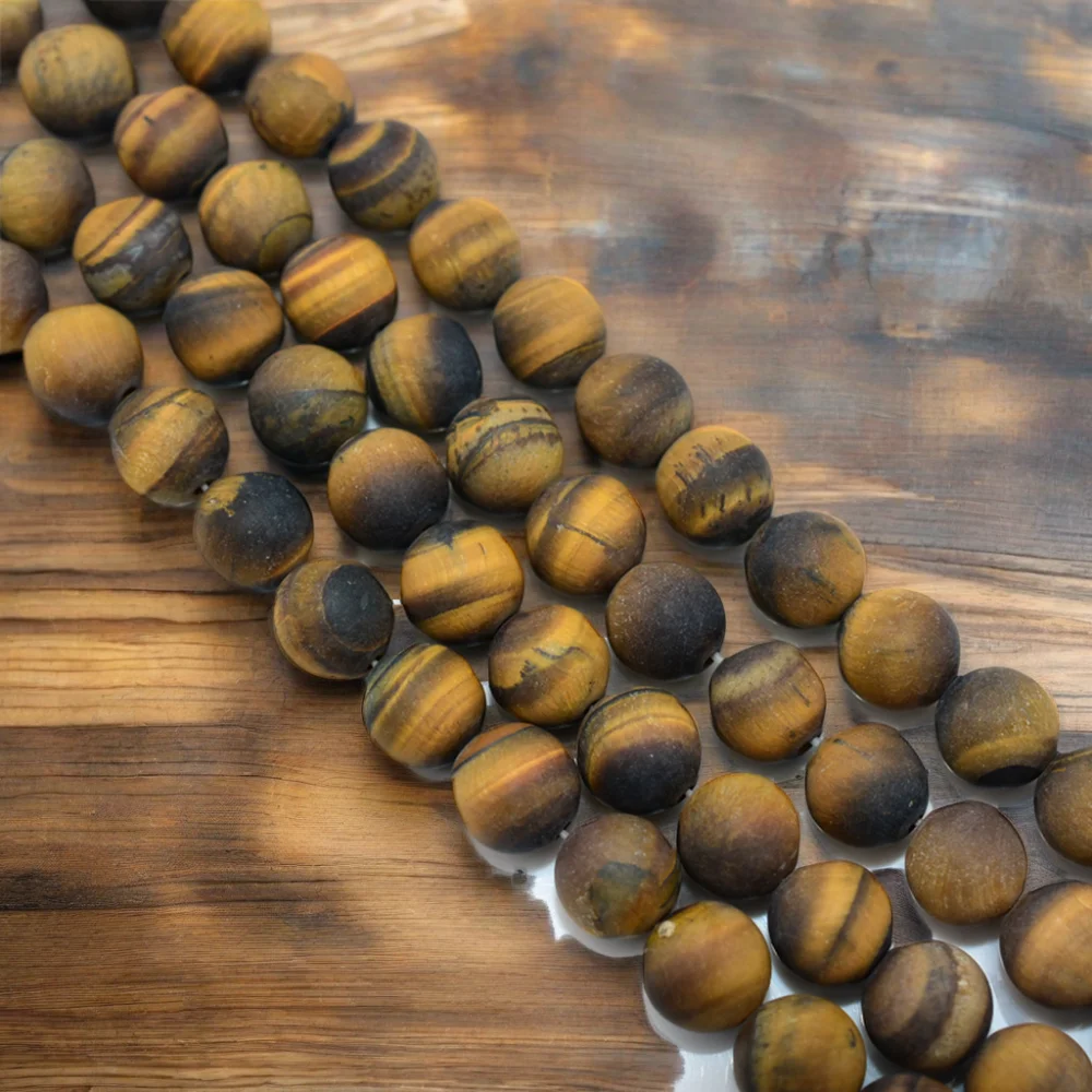 Wholesale Natural Matte Tiger Eye Loose Gemstone Beads 4/6/8/10/12/14/16mm for DIY Jewelry Stone Beads Category