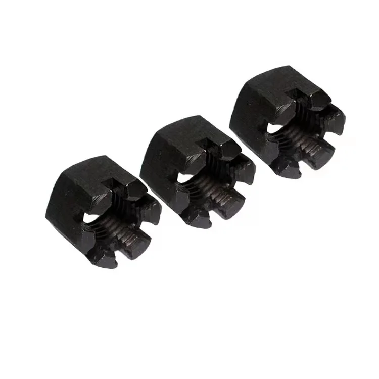 OEM Customized Services Good Quality Carbon Steel Black Slotted Hex Castle Nut