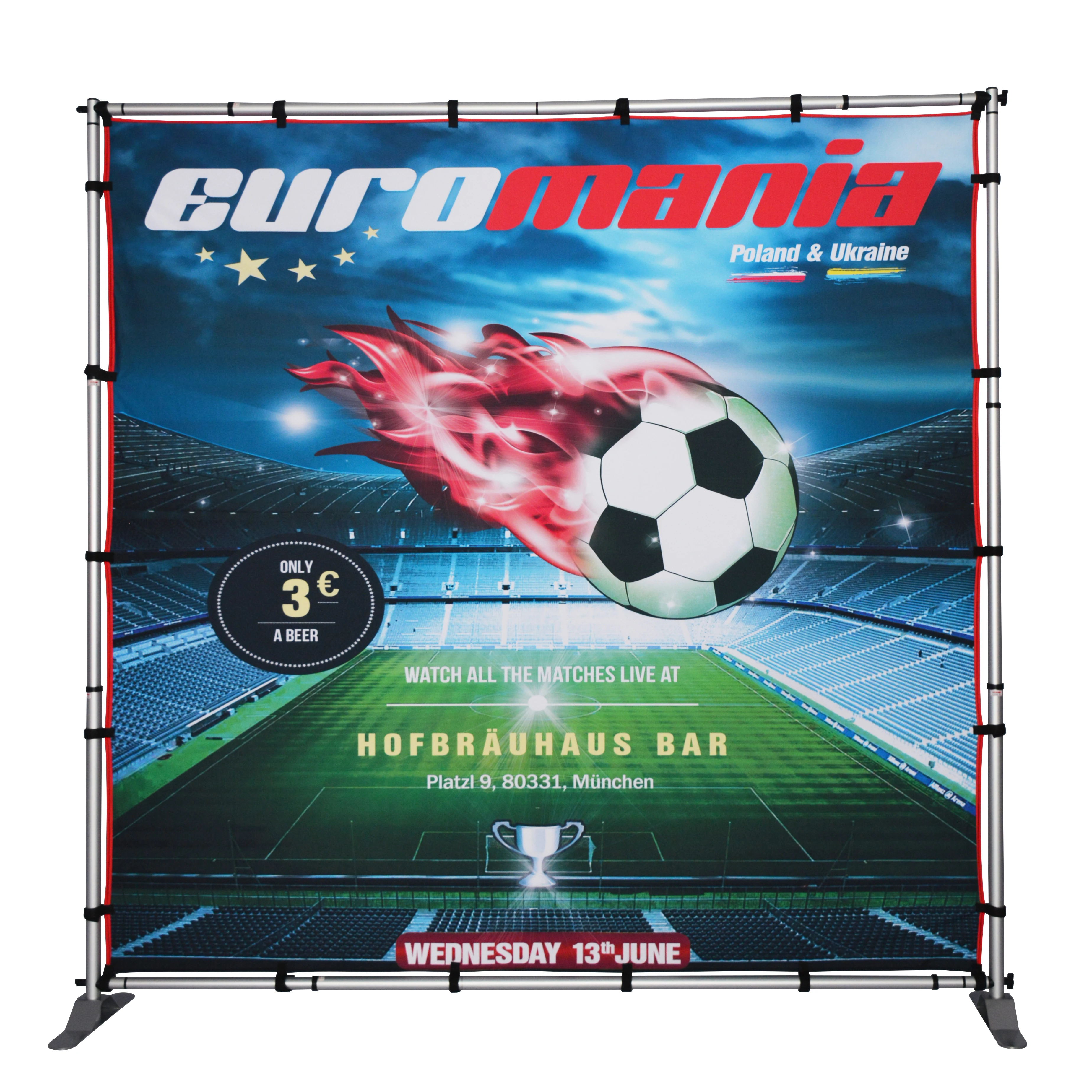 Aluminum adjustable backdrop banner stand large wall telescopic step and repeat fabric display