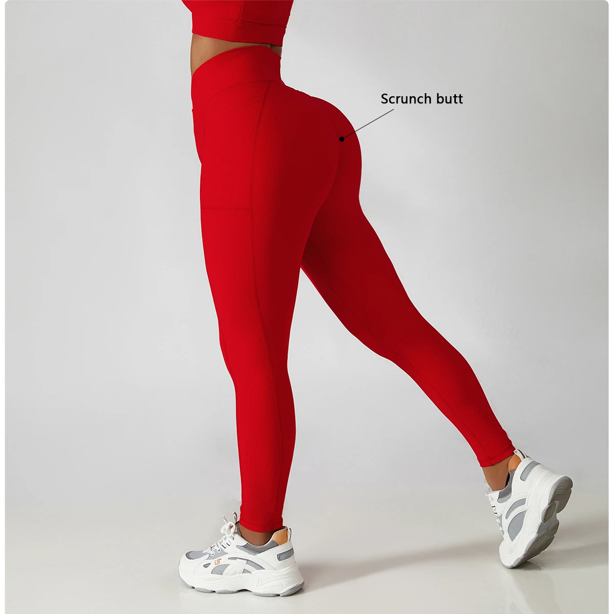 XW-BCK6391 Wholesalers High Quality Fitness Gym Wear Workout Sweatwear V Cut Pants Ribbed Breathable Custom Yoga Leggings Woman