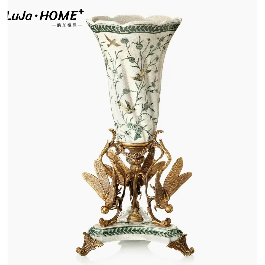 Wholesale Retro Style Craft Ginger Jars Luxury Home Decor Chinese Floral Vase Ceramic Porcelain Flower Vase