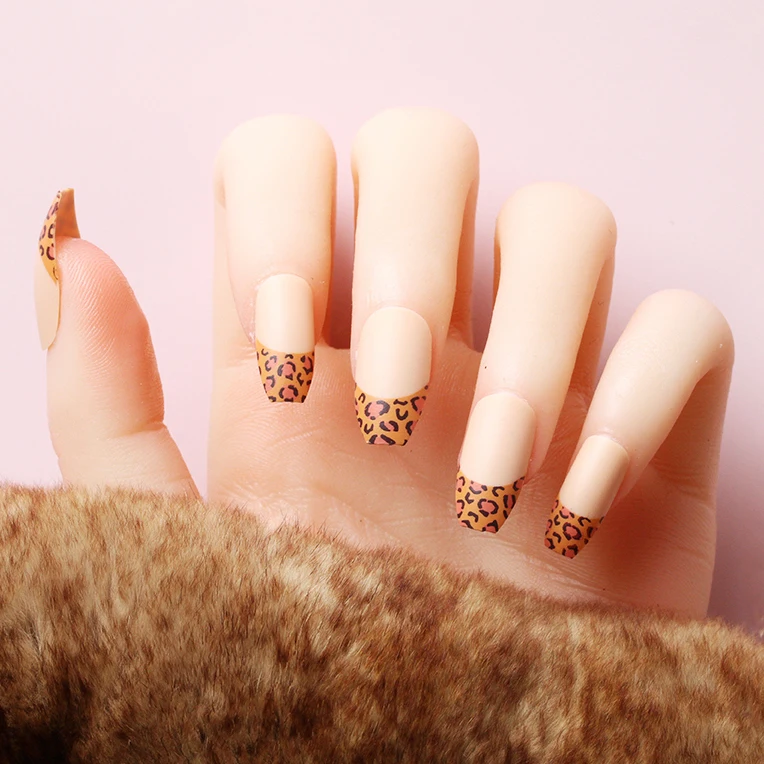 solid matte Almond Tapered Gel-Nail X Customize Logo Stiletto French Full Cover Nail Tips With White Box Packing