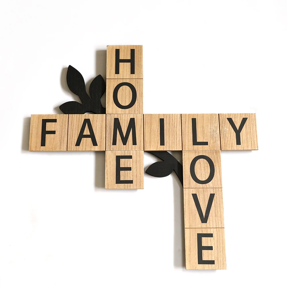 
Factory Price Wholesale Irregular Chic Family Love Home Wall Decor Wooden Sign 