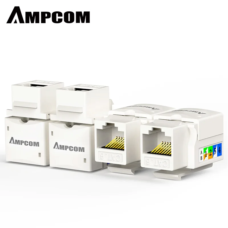 AMPCOM Cat6 90 degree punch down tool keystone jack low smoke zero halogen material RJ45 Cat6 compatible for all wallplate