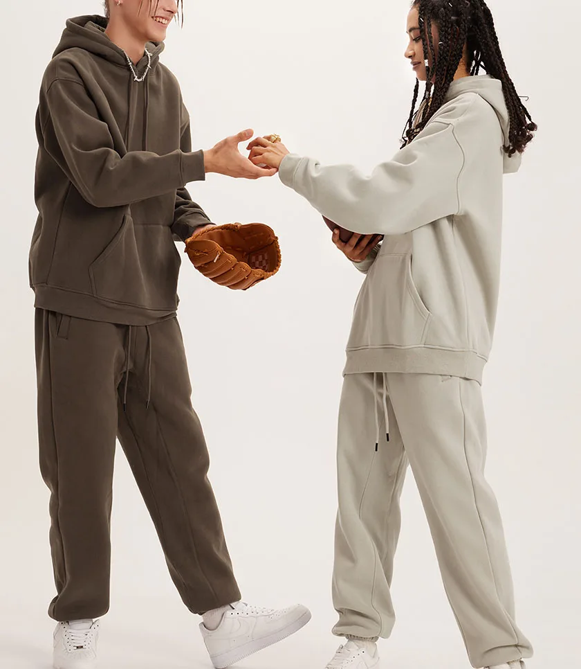 Custom logo100% Cotton Sweat Suits Two Piece Oversized french terry oversized puff print men tracksuit