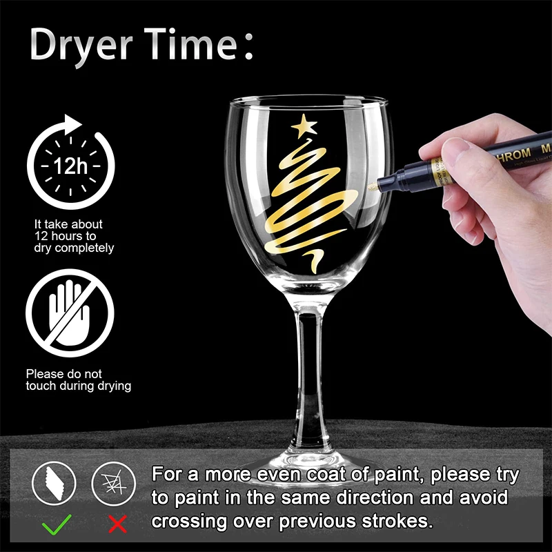 6Pcs Liquid Mirror Chrome Markers Silver & Gold Oil-based Permanent Chrome Mirror Paint Pens for  Marking or DIY Art Projects