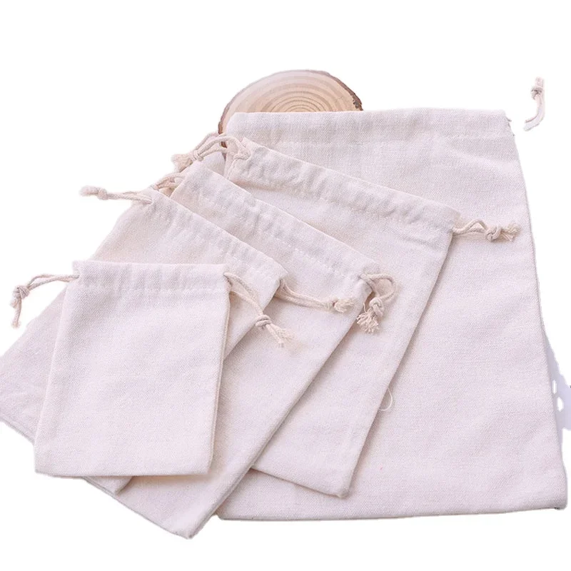 Manufacture Custom Logo Organic Reusable Drawstring Cotton Muslim Bag Multipurpose Shoe Dust Bag Jewelry Gift Bags