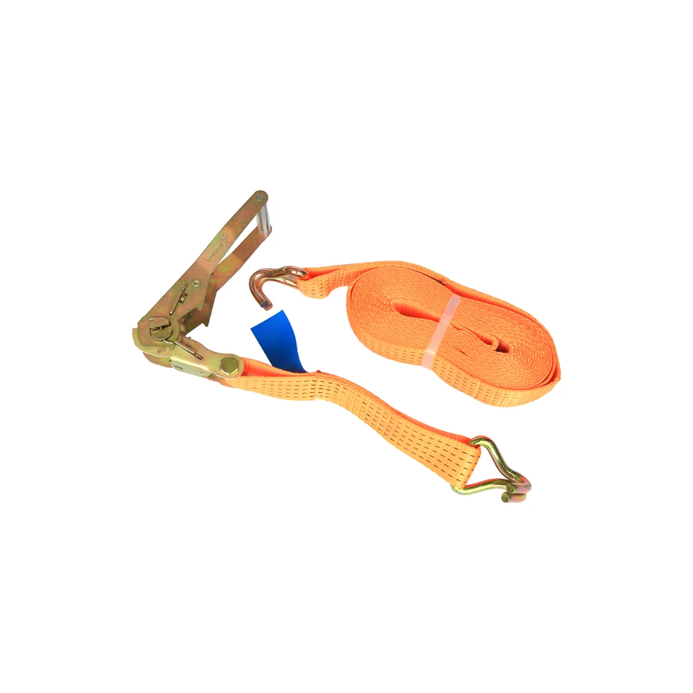 2000-5000kg orange cargo belt lashing strap tie down ratchet with double J hook car tie down straps