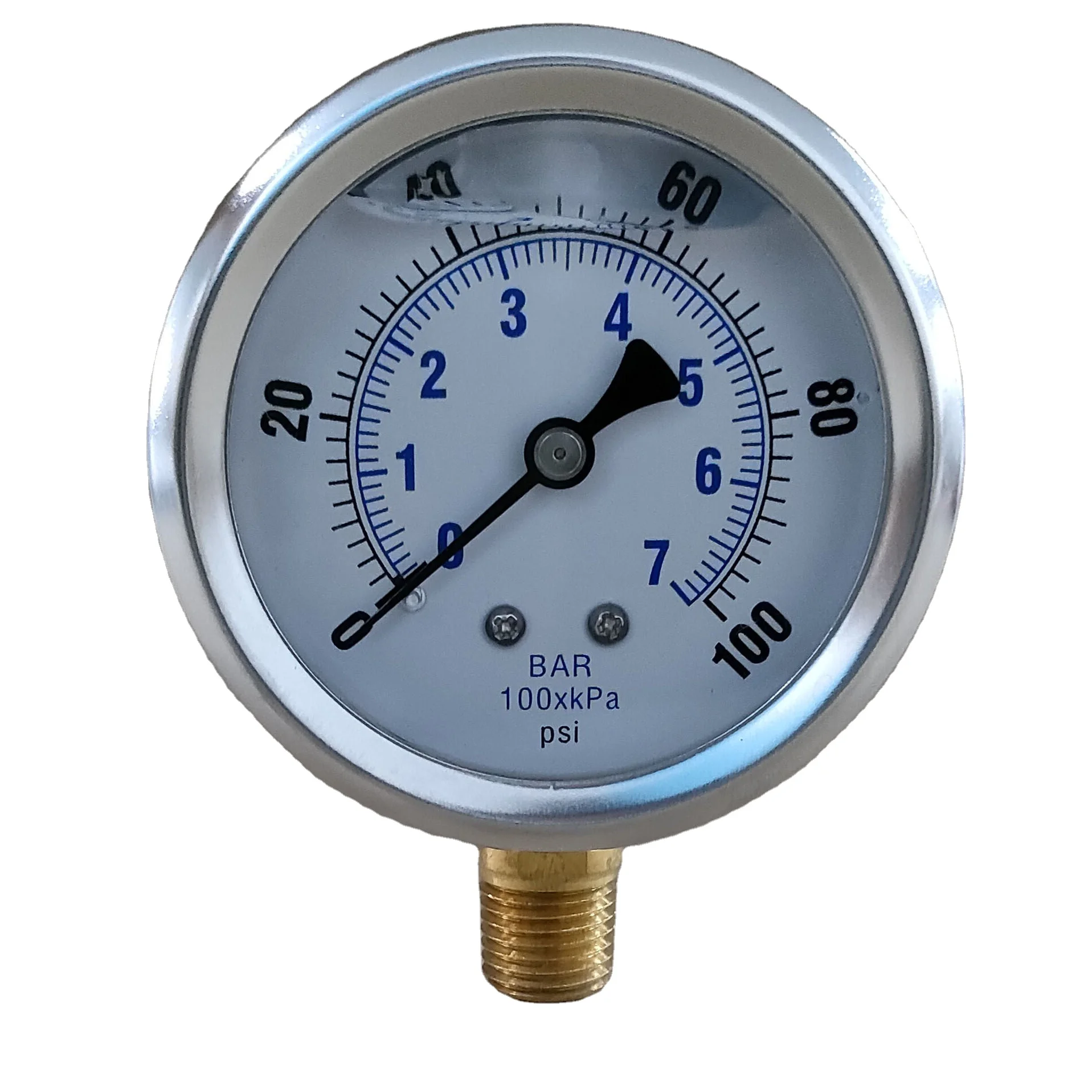 New skin special packaging 63mm bottom oil filled stainless steel housing pressure gauge