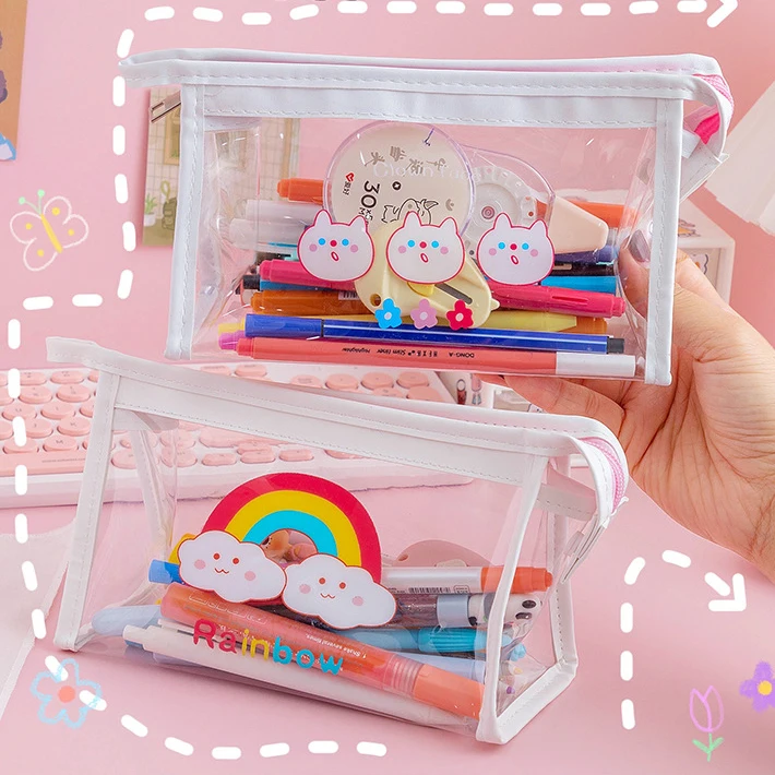 
PVC Big Capacity Clear Pen Pencil Case Storage Pouch Stationery Bag pen bag transparent 