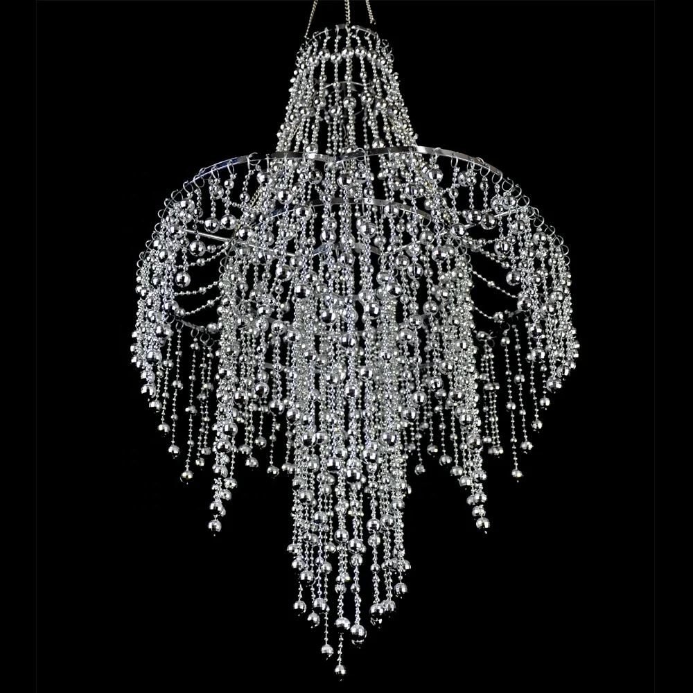 Home  decoration  silver plastic ball  bead  chandelier