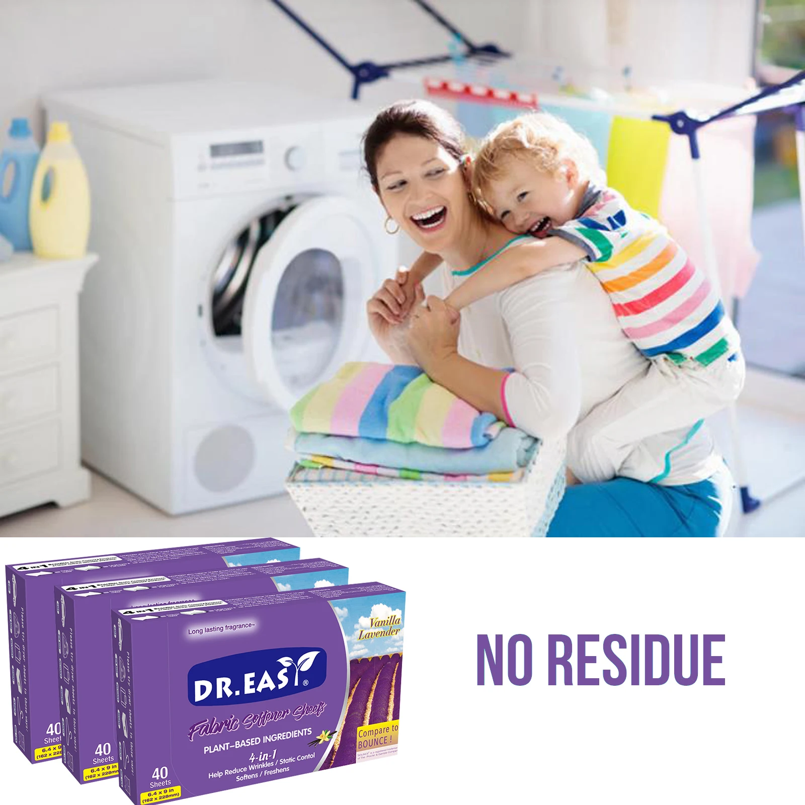 40 Sheets Fresh Fragrance Softens Clothes And Reduces Static Fabric Softener Dryer Sheet