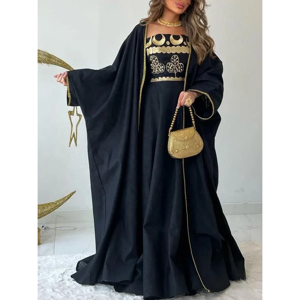 Изготовленный на заказ OEM Dubai Arab Kuwait Ramadan платье с кардиганом Абая комплект из двух предметов